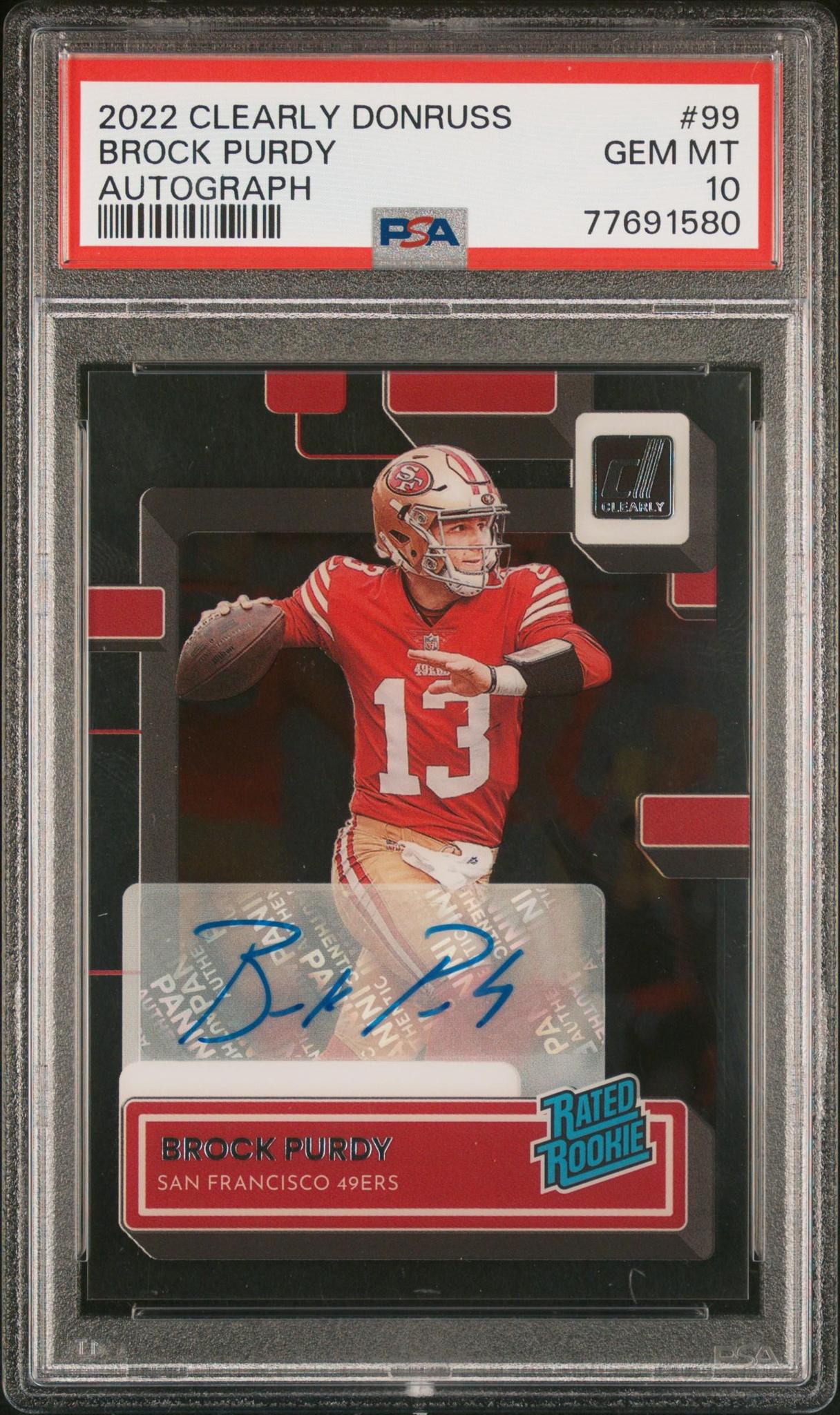 2022 PANINI CLEARLY DONRUSS 99 BROCK PURDY AUTOGRAPH PSA 10