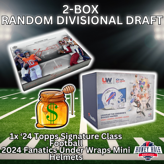 1x '24 Topps Signature Class Football, 1x '24 Fanatics Under Wraps NFL Football Mini Helmets - Random Division Draft Break #1103