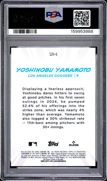 2024 Topps Baseball Japan Edition Strike Zone Heroes SZH6 Yoshinobu Yamamoto PSA 10