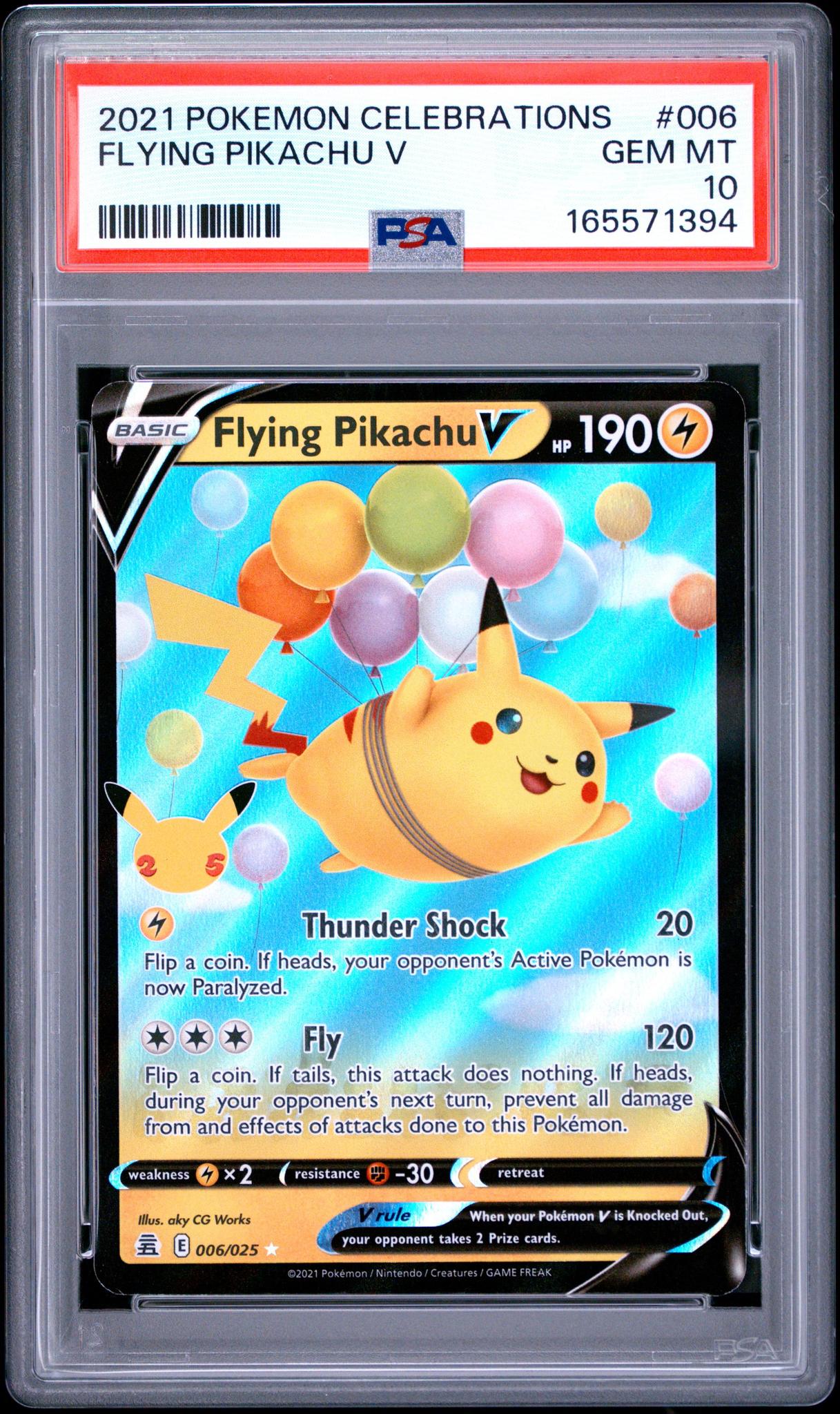2021 POKEMON CELEBRATIONS 006 FLYING PIKACHU V PSA 10
