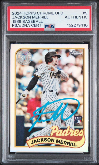 2024 Topps Chrome Update 1989 Topps Baseball #9 Jackson Merrill PSA Authentic
