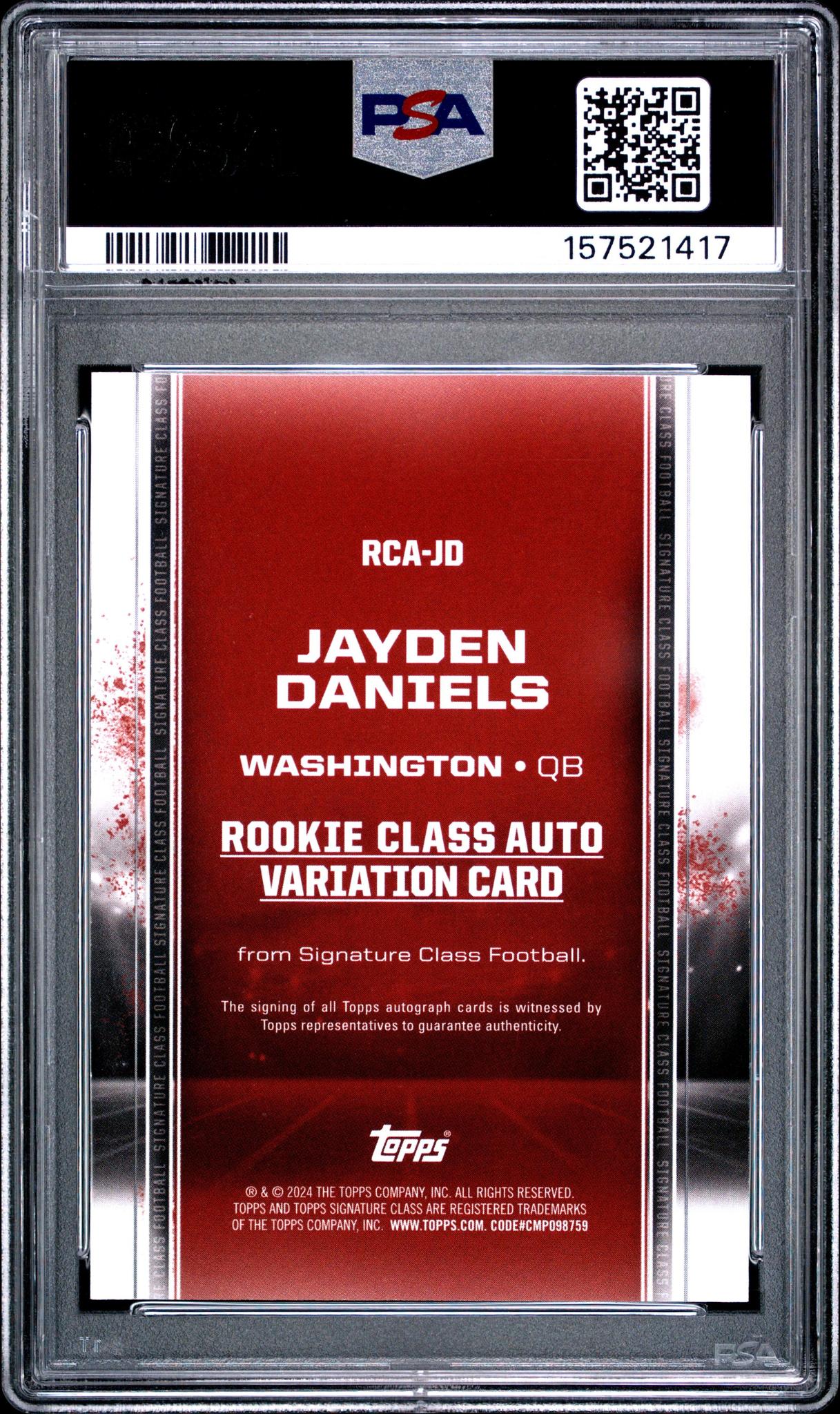 2024 TOPPS SIGNATURE CLASS ROOKIE CLASS AUTOGRAPH VARIATION RCAJD JAYDEN DANIELS