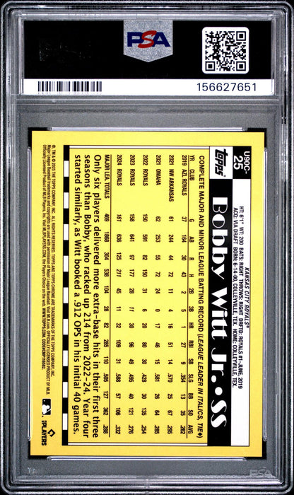 2025 TOPPS UPDATE SILVER PACK 1990 CHROME PROMO 25 BOBBY WITT JR. ORANGE PSA 10