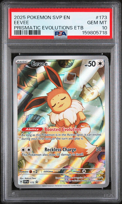 2025 POKEMON SVP EN-SV BLACK STAR PROMO 173 EEVEE PRISMATIC EVOLUTIONS ELITE TRAINER BOX PSA 10