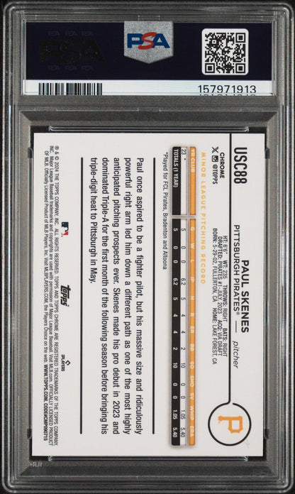 2024 TOPPS CHROME UPDATE USC88 PAUL SKENES RAYWAVE REFRACTOR PSA 10