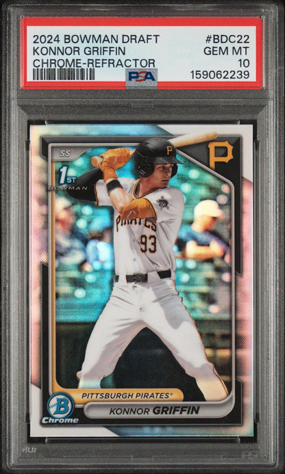 2024 BOWMAN DRAFT BDC22 KONNOR GRIFFIN CHROME-REFRACTOR PSA 10