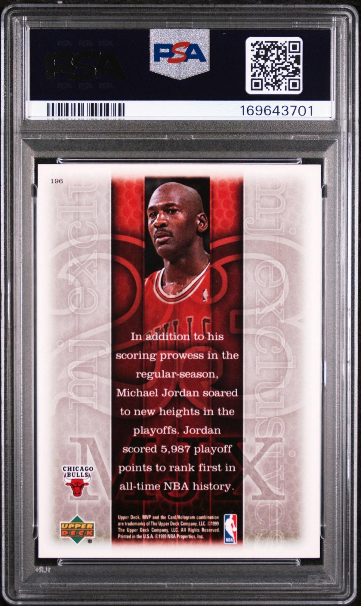 1999 UPPER DECK MVP 196 MICHAEL JORDAN PSA 10