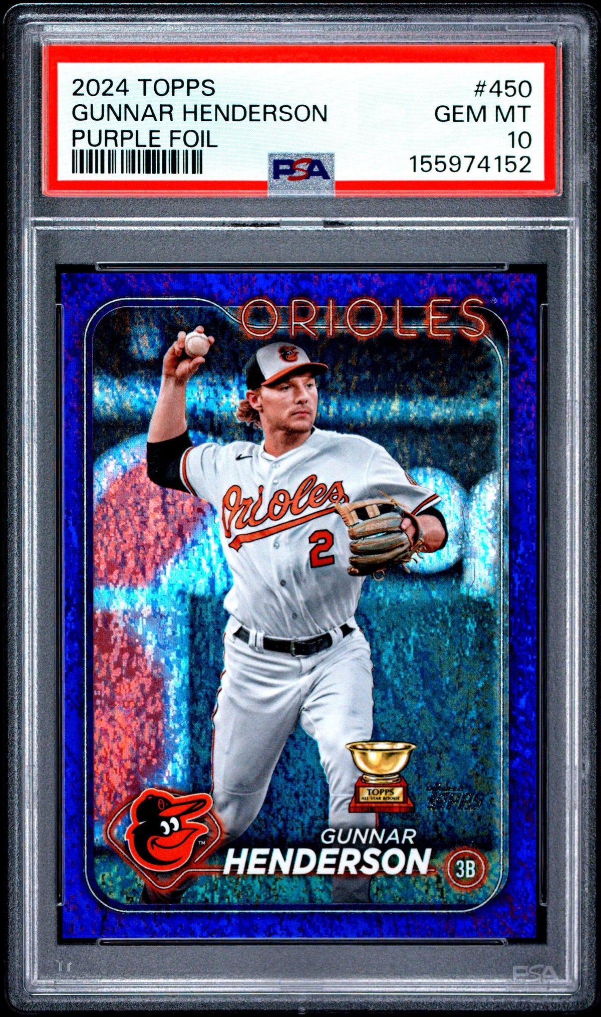 2024 TOPPS 450 GUNNAR HENDERSON PURPLE FOIL PSA 10