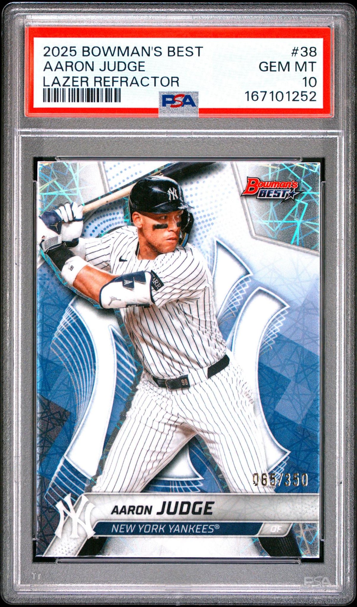 2025 BOWMAN'S BEST 38 AARON JUDGE LAZER REFRACTOR PSA 10