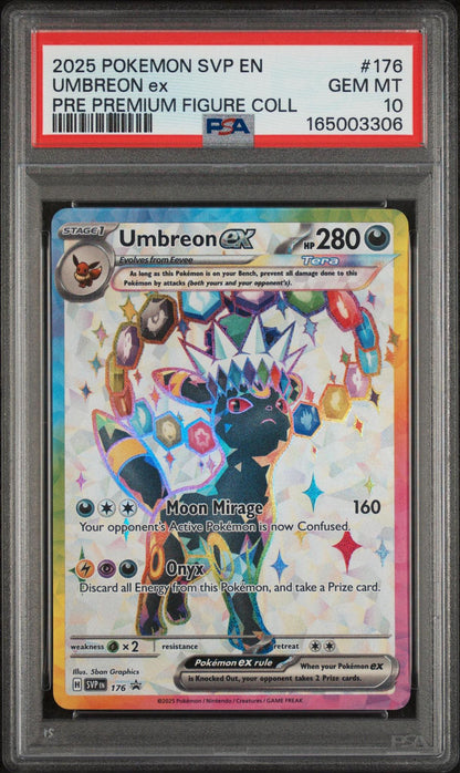 2025 POKEMON SVP EN-SV BLACK STAR PROMO 176 UMBREON EX PRISMATIC EVOLUTIONS PREMIUM FIGURE COLLECTION PSA 10