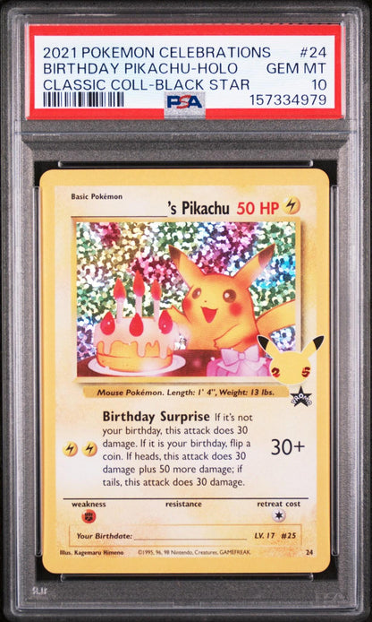 2021 POKEMON CELEBRATIONS CLASSIC COLLECTION 24 BIRTHDAY PIKACHU HOLO PSA 10