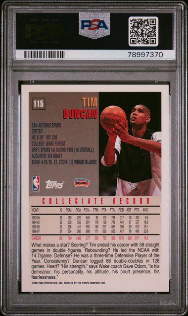 1997 Topps Tim Duncan PSA 10