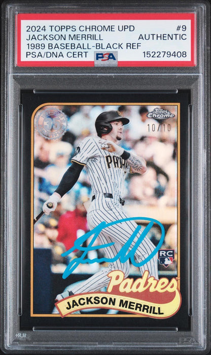 2024 Topps Chrome Update 1989 Topps Baseball #9 Jackson Merrill 1989 Baseball-Black Ref PSA Authentic