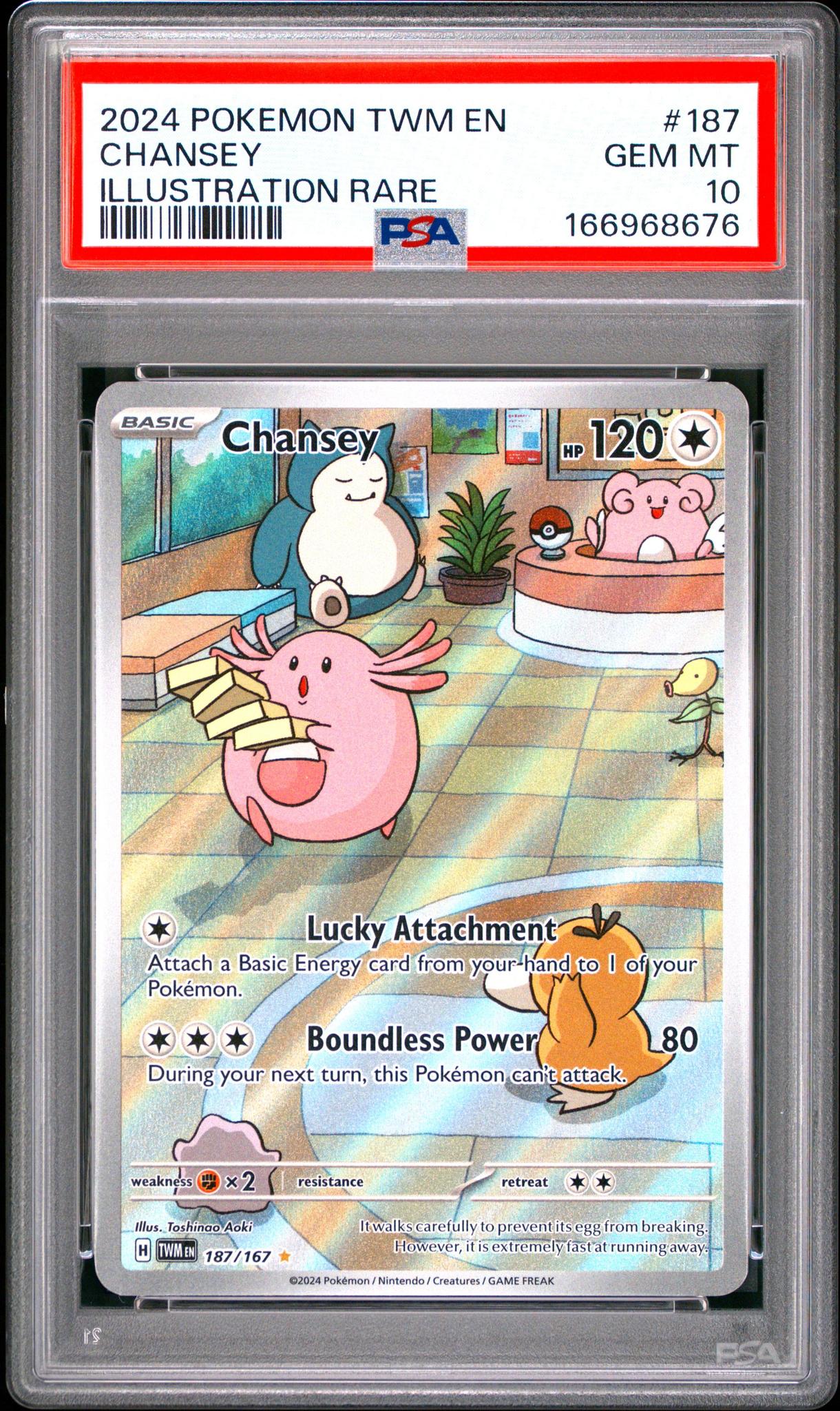 2024 POKEMON TWM EN-TWILIGHT MASQUERADE 187 CHANSEY ILLUSTRATION RARE PSA 10