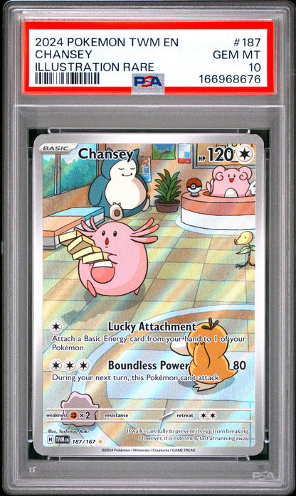 2024 POKEMON TWM EN-TWILIGHT MASQUERADE 187 CHANSEY ILLUSTRATION RARE PSA 10