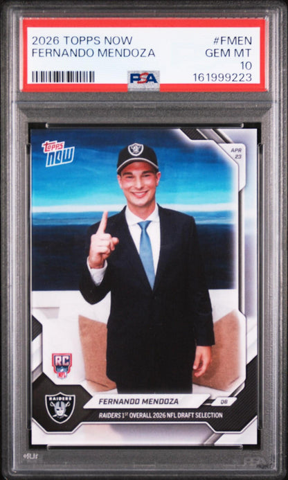 2026 TOPPS NOW FMEN : FERNANDO MENDOZA PSA 10