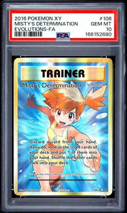 2016 Pokemon Xy Evolutions 108 Full Art/misty's Determination PSA 10