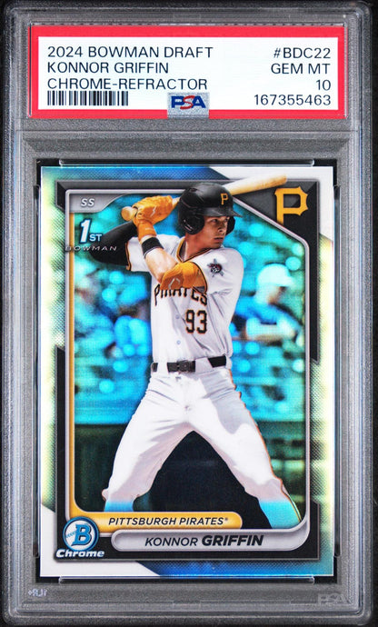 2024 BOWMAN DRAFT BDC22 KONNOR GRIFFIN CHROME-REFRACTOR PSA 10