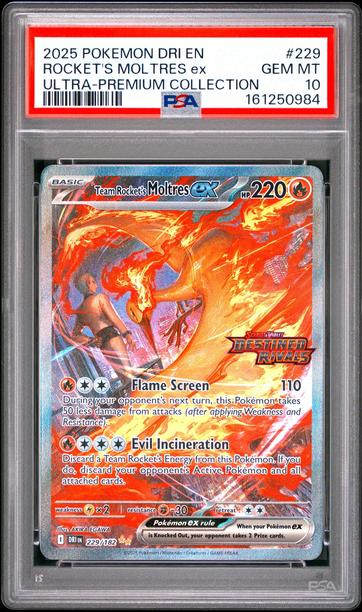 2025 Pokemon Dri En-destined Rivals 229 Team Rocket's Moltres Ex Team Rocket's Moltres Ex Ultra-premium Collection PSA 10