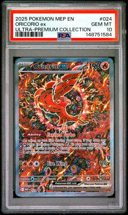 2025 POKEMON MEP EN-ME BLACK STAR PROMO 024 ORICORIO EX MEGA CHARIZARD X ex ULTRA-PREMIUM COLLECTION PSA 10