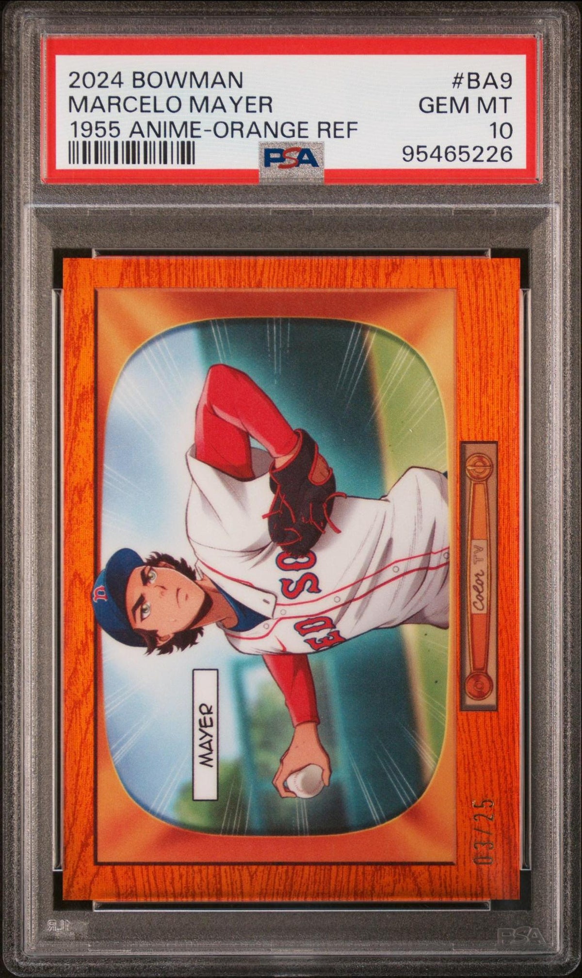 2024 BOWMAN 1955 BOWMAN ANIME BA9 MARCELO MAYER ORANGE REFRACTOR PSA 10