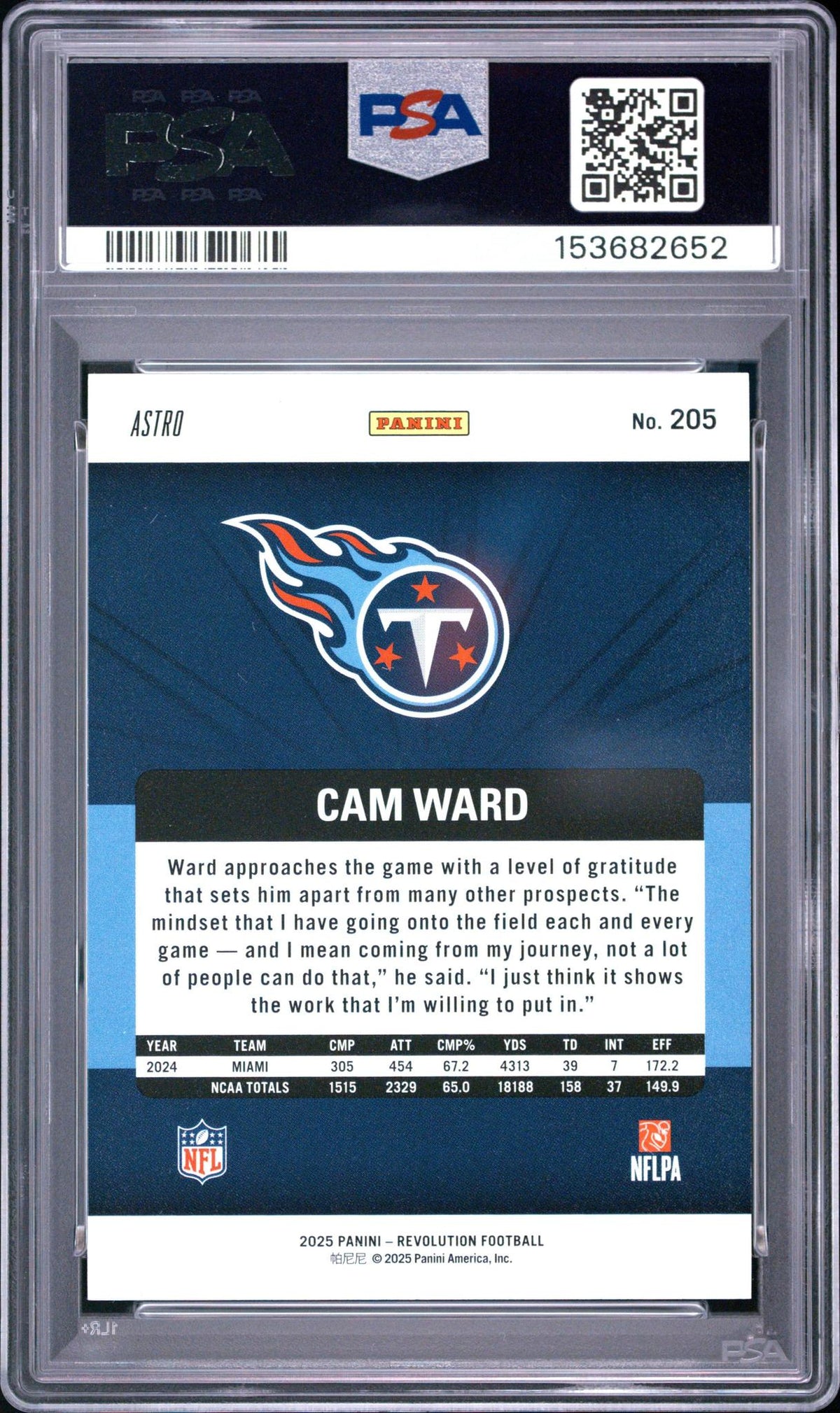 2025 PANINI REVOLUTION 205 CAM WARD RED ASTRO PSA 10
