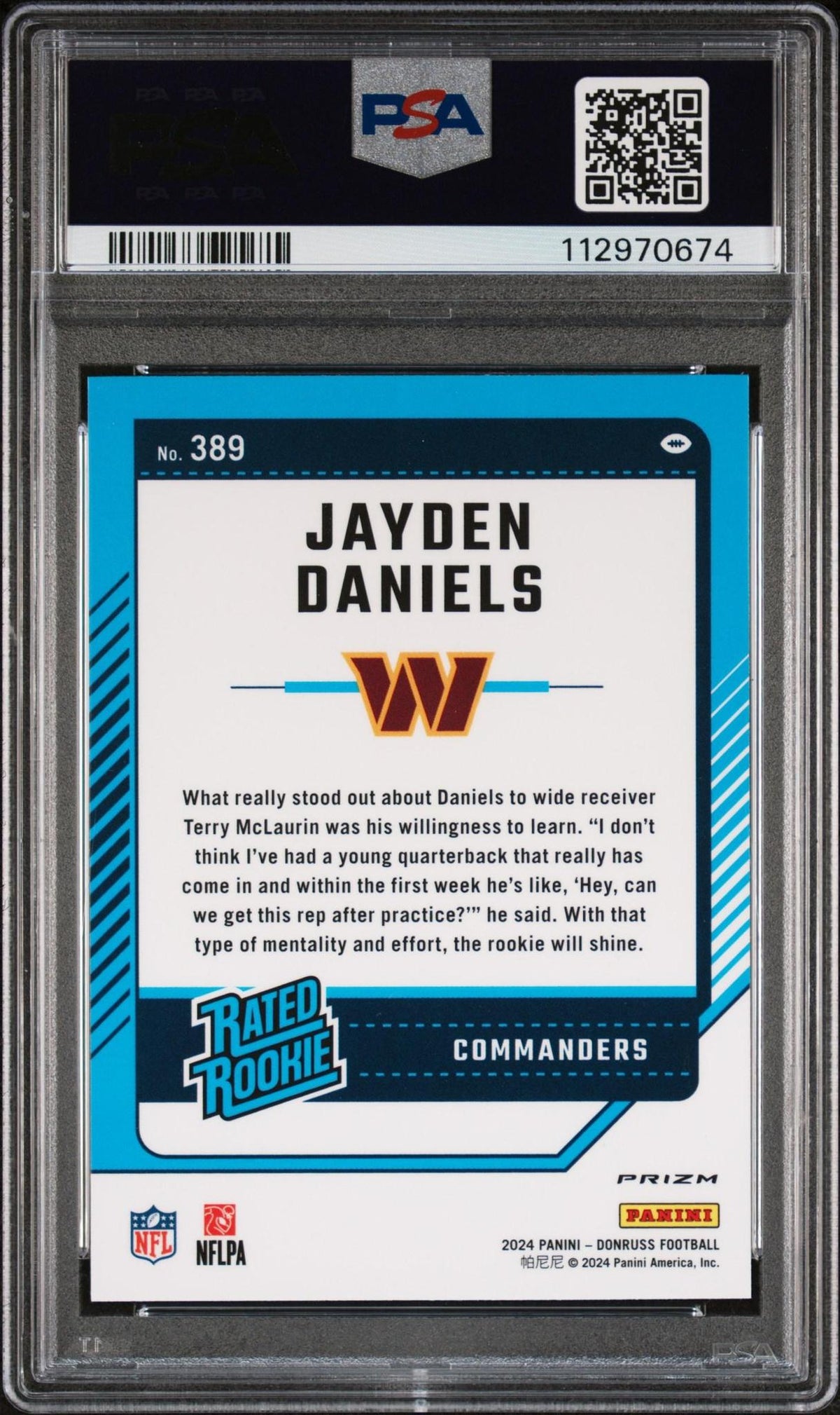 2024 Panini Donruss #389 Jayden Daniels Optic Preview PSA 10