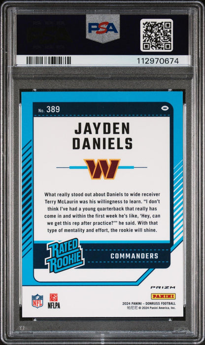 2024 Panini Donruss #389 Jayden Daniels Optic Preview PSA 10
