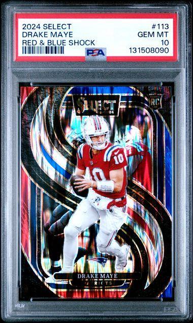 2024 PANINI SELECT #113 DRAKE MAYE RED & BLUE SHOCK PSA 10