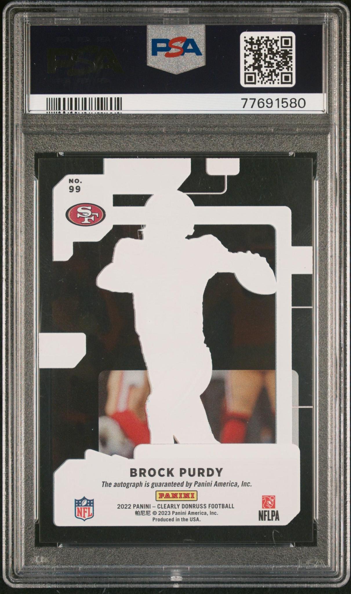 2022 PANINI CLEARLY DONRUSS 99 BROCK PURDY AUTOGRAPH PSA 10