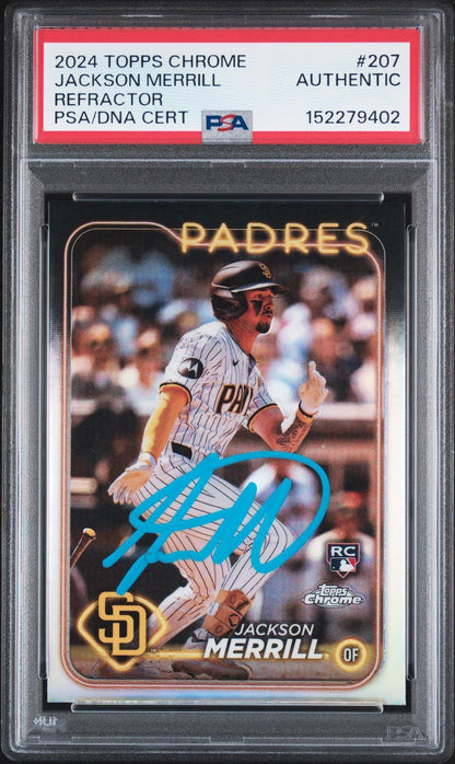 2024 Topps Chrome #207 Jackson Merrill Refractor PSA Authentic