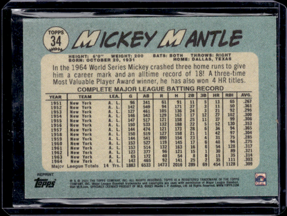 2021 Topps x Mickey Mantle #34 Mickey Mantle Yellow #/75