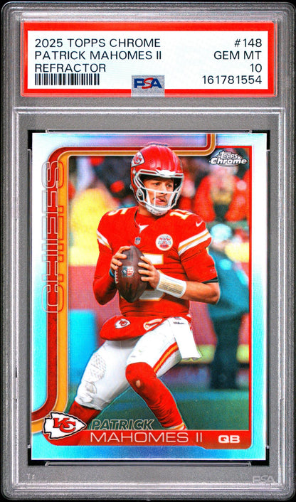 2025 TOPPS CHROME #148 PATRICK MAHOMES II REFRACTOR PSA 10