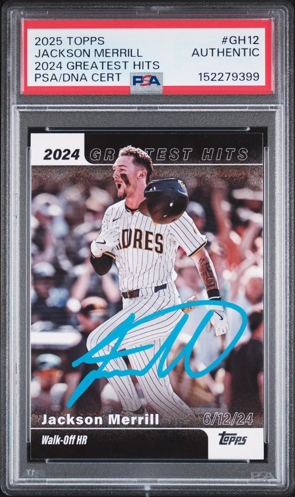 2025 Topps 2024 Greatest Hits #GH12 Jackson Merrill PSA Authentic