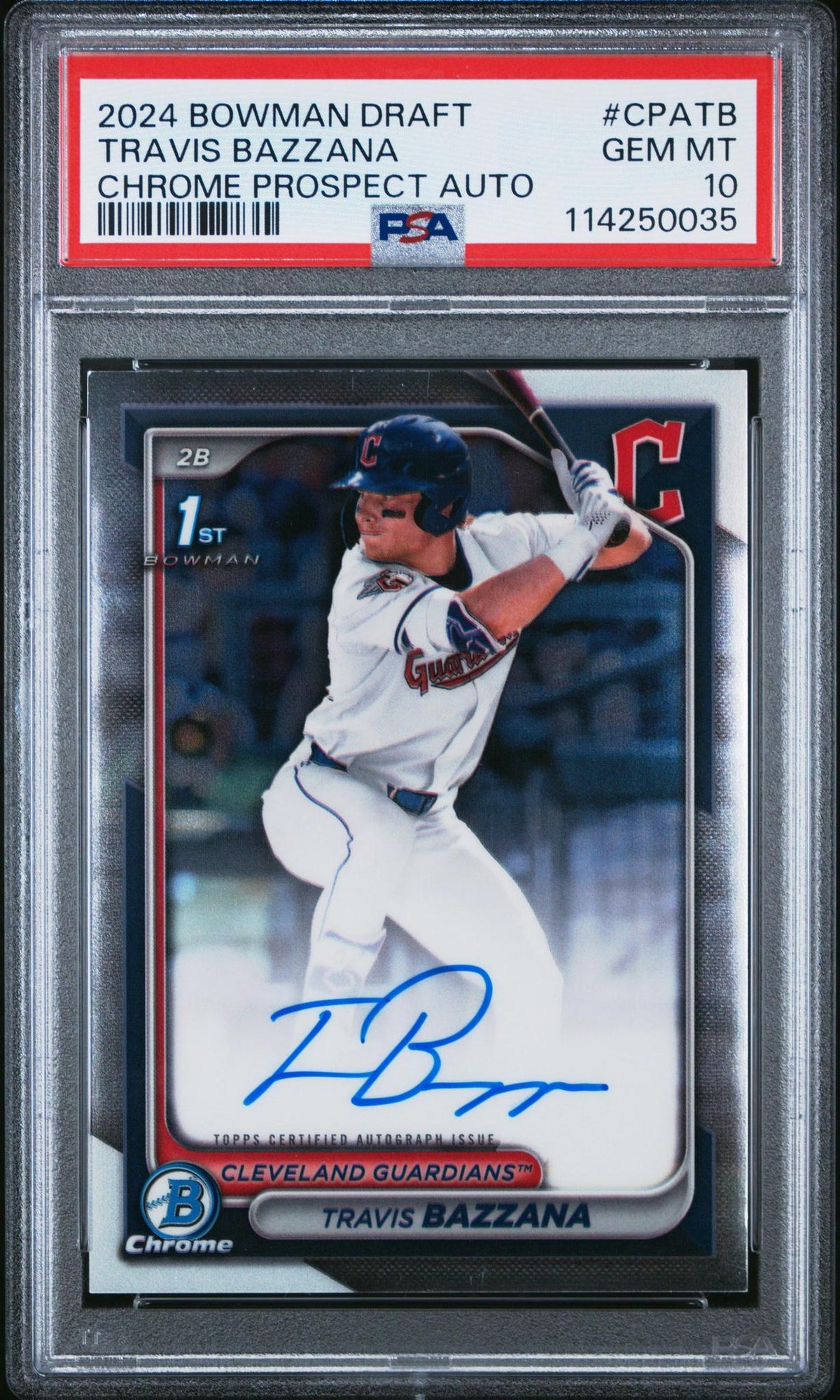 2024 BOWMAN DRAFT CHROME PROSPECT AUTOGRAPHS CPATB TRAVIS BAZZANA PSA 10