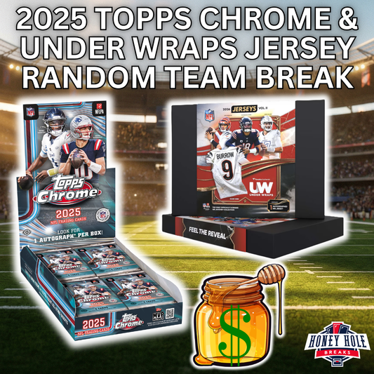 1x 2025 Topps Chrome Football Hobby, 1x 2026 Under Wraps Autographed Football Jersey -  RANDOM TEAM Break #2074