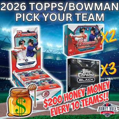 2x 2026 Bowman Baseball Delight, 1x 2026 Bowman Baseball Jumbo, 3x 2026 Topps Chrome Black Baseball Hobby - PICK YOUR TEAM Break #1748