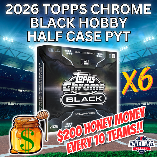 HALF CASE 2026 Topps Chrome Black Baseball Hobby (6 Boxes) - PICK YOUR TEAM Break #1674