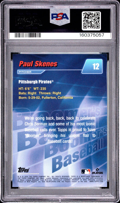 2024 TOPPS X CHRIS BERMAN: BOOMER'S BASEBALL 12 PAUL SKENES PSA 10