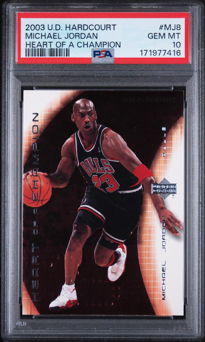 2003 UPPER DECK HARDCOURT HEART OF A CHAMPION MJ8 MICHAEL JORDAN PSA 10