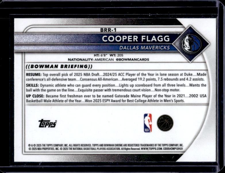 2025-26 Bowman #BCV-1 Cooper Flagg Chrome Red Rookie