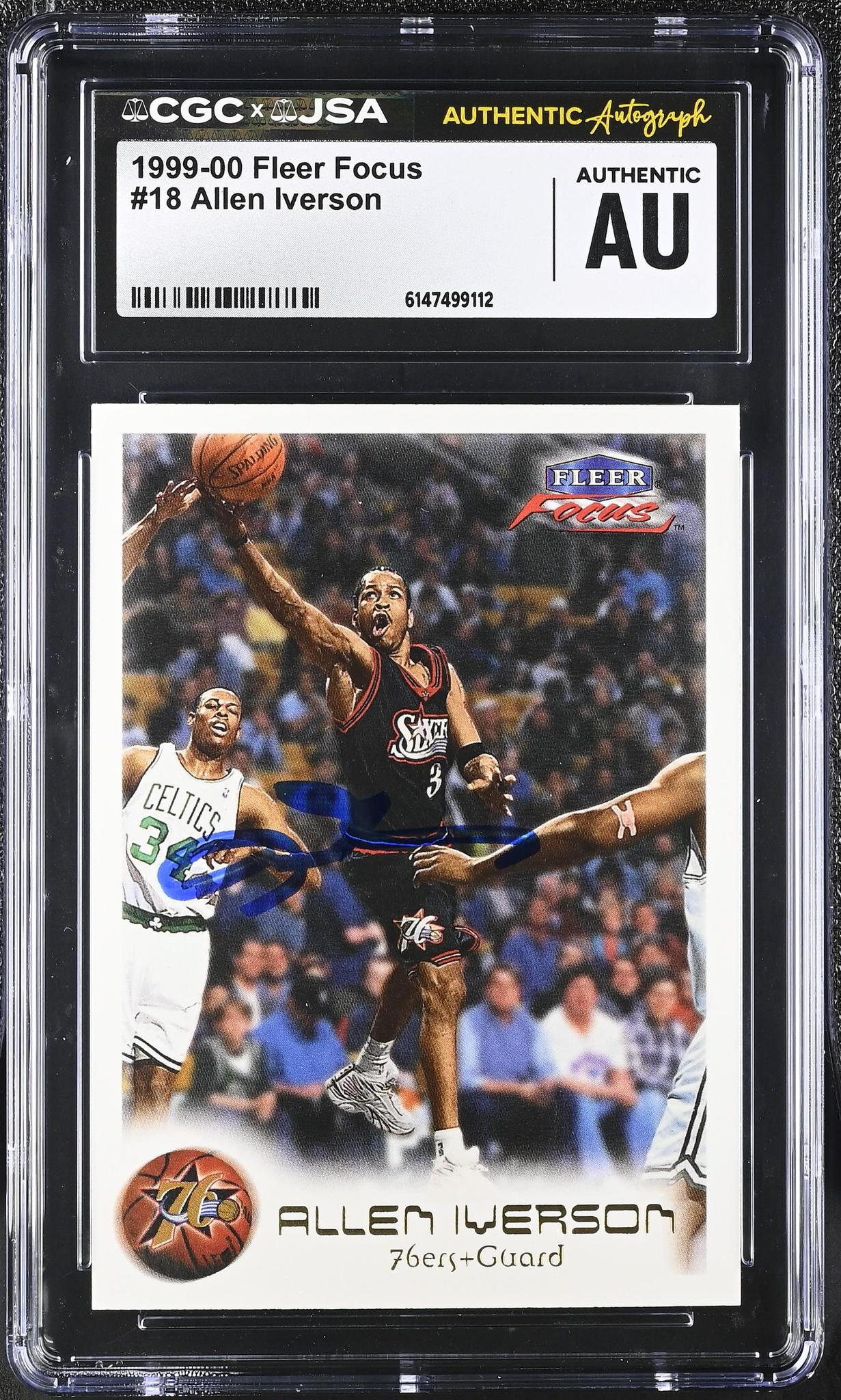 1999-00 Fleer Focus #18 Allen Iverson Authentic Auto CGC x JSA