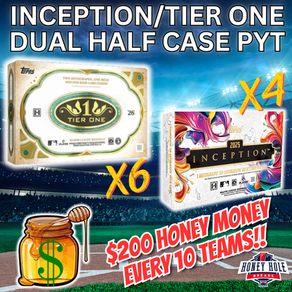 HALF CASE (6x) 2026 Topps Tier One Baseball, HALF CASE (4x) 2025 Topps Inception Baseball - PICK YOUR TEAM Break #1851