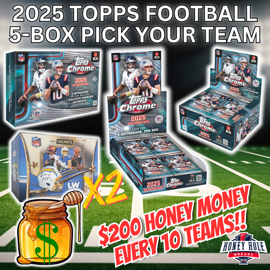 1x 2025 Topps Chrome Football Delight, 1x 2025 Topps Chrome Football Jumbo, 1x 2025 Topps Chrome Football Hobby, 2x 2026 Under Wraps Autographed NFL Replica Helmets - Pick Your Team Break #2009