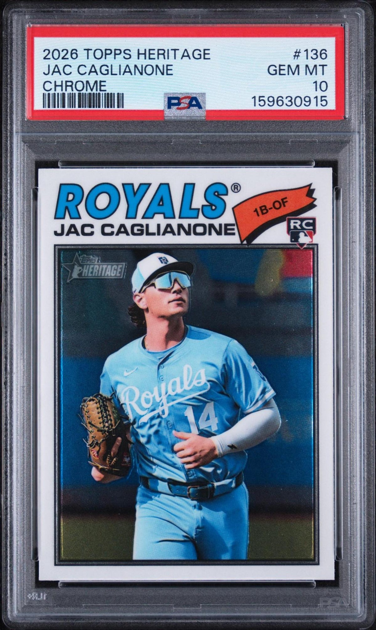 2026 TOPPS HERITAGE #136 - JAC CAGLIANONE CHROME PSA 10