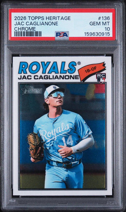 2026 TOPPS HERITAGE #136 - JAC CAGLIANONE CHROME PSA 10