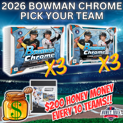 3x 2026 Bowman Chrome Baseball Hobby , 3x 2026 Bowman Chrome Baseball Delight - PICK YOUR TEAM Break #2100