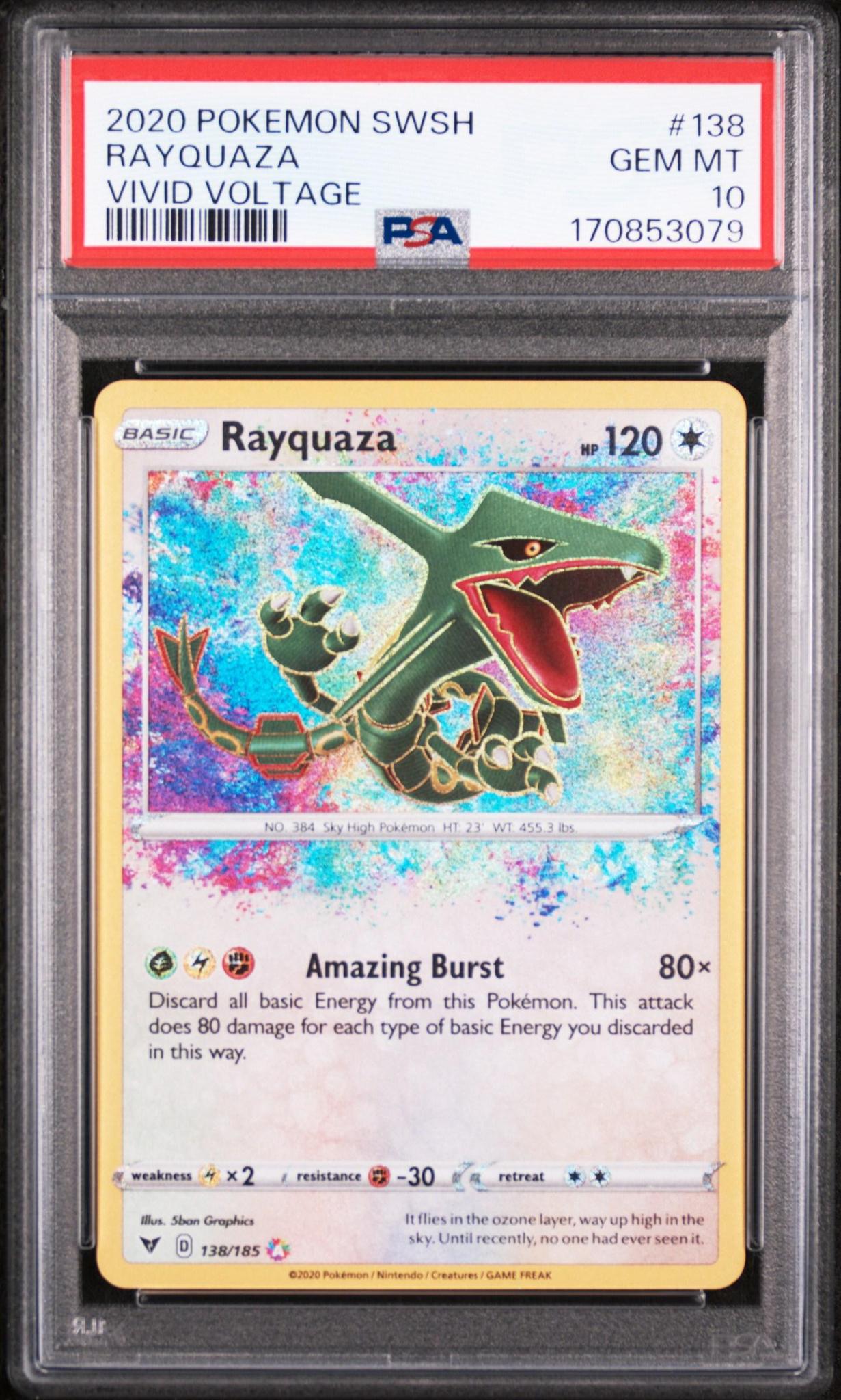 2020 POKEMON SWORD & SHIELD VIVID VOLTAGE 138 RAYQUAZA PSA 10