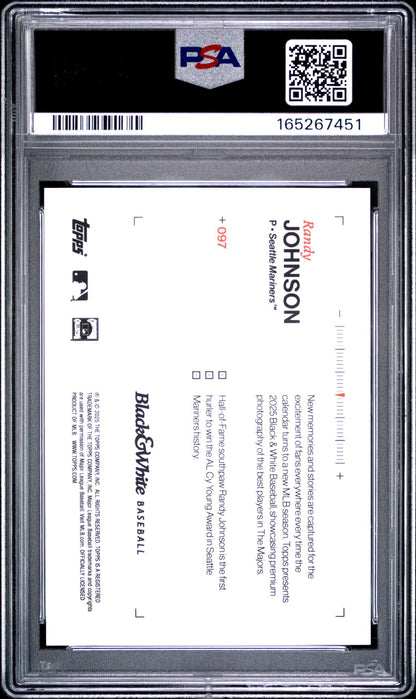 2025 TOPPS BLACK AND WHITE 97 RANDY JOHNSON PURPLE PSA 10