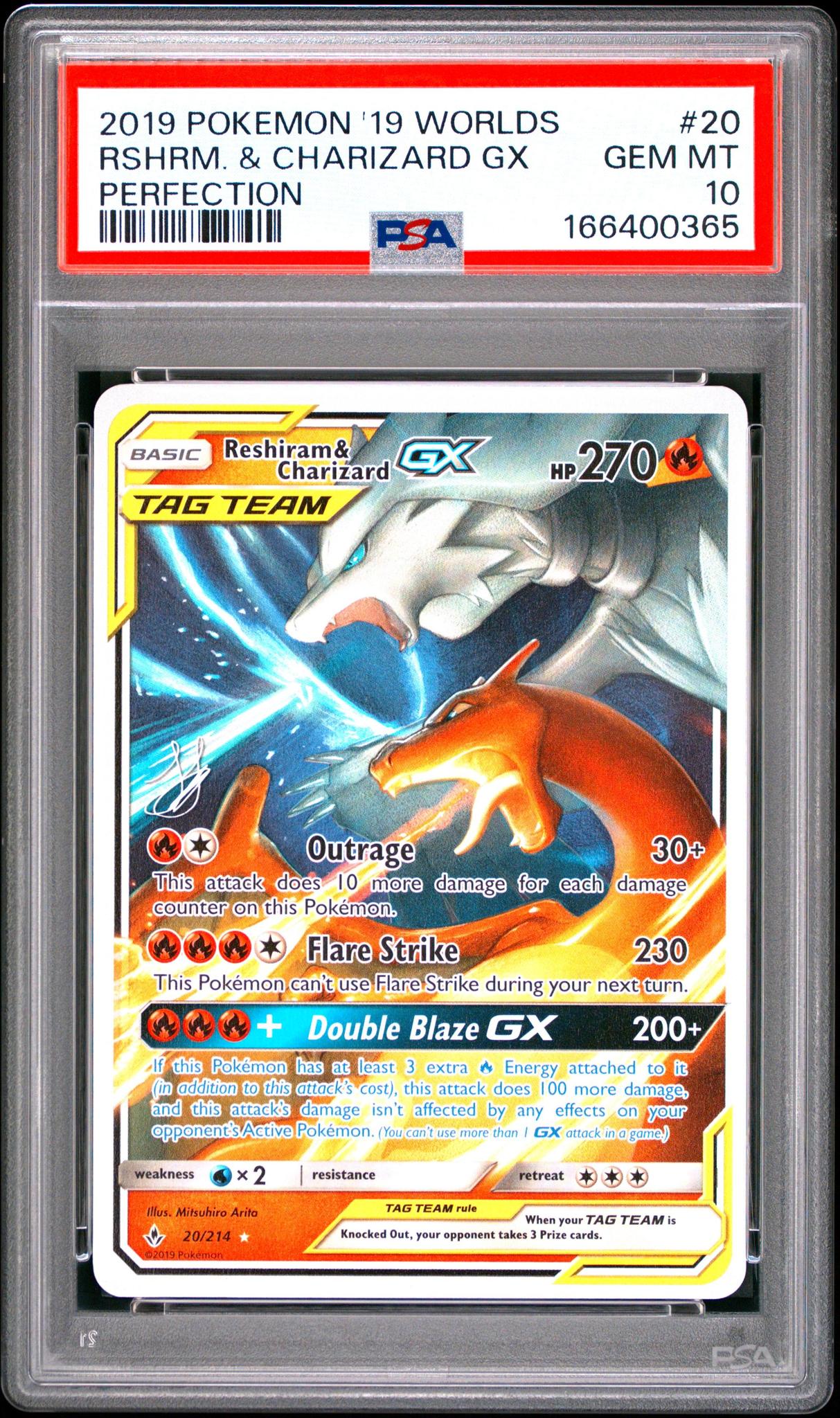 2019 Pokemon 2019 World Championships Deck: Perfection #20 Reshiram & Charizard Gx PSA 10